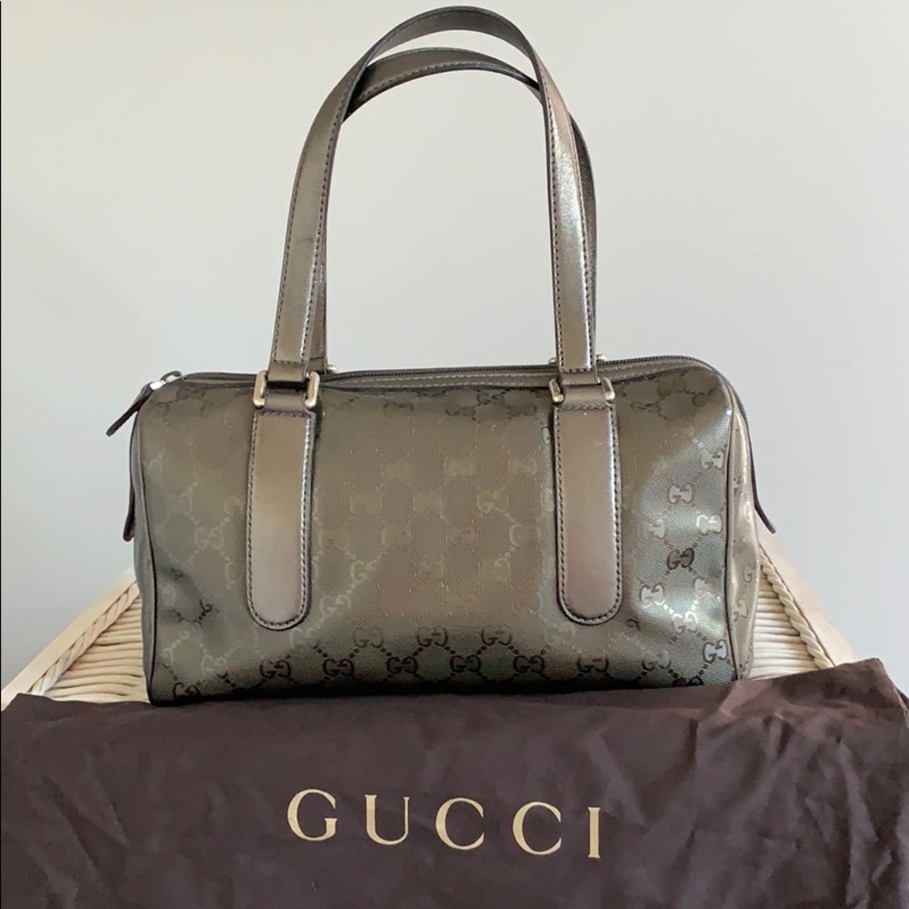 Gucci Metallic Bronze Imprime Satchel